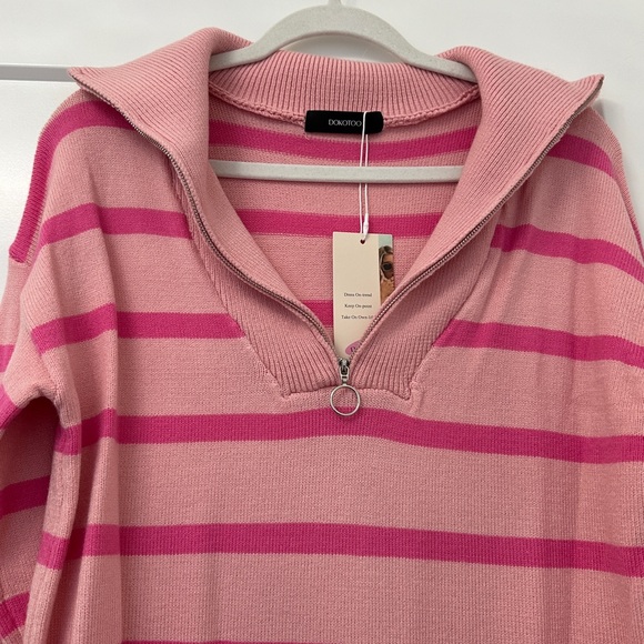 *NWT* Pink Striped Knit Dress - Picture 3 of 11